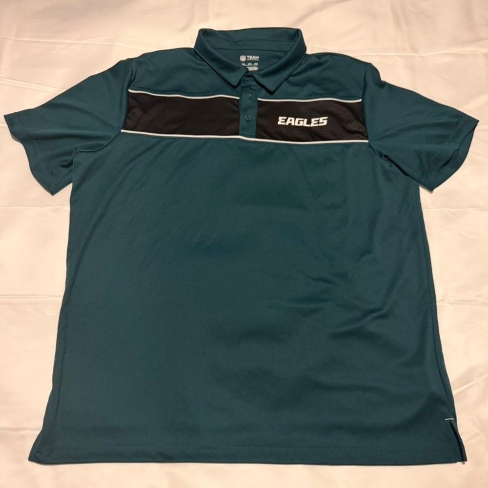 NFL Team Apparel Philadelphia Eagles Polo Mens 2XL Green Black Colorblock Shirt